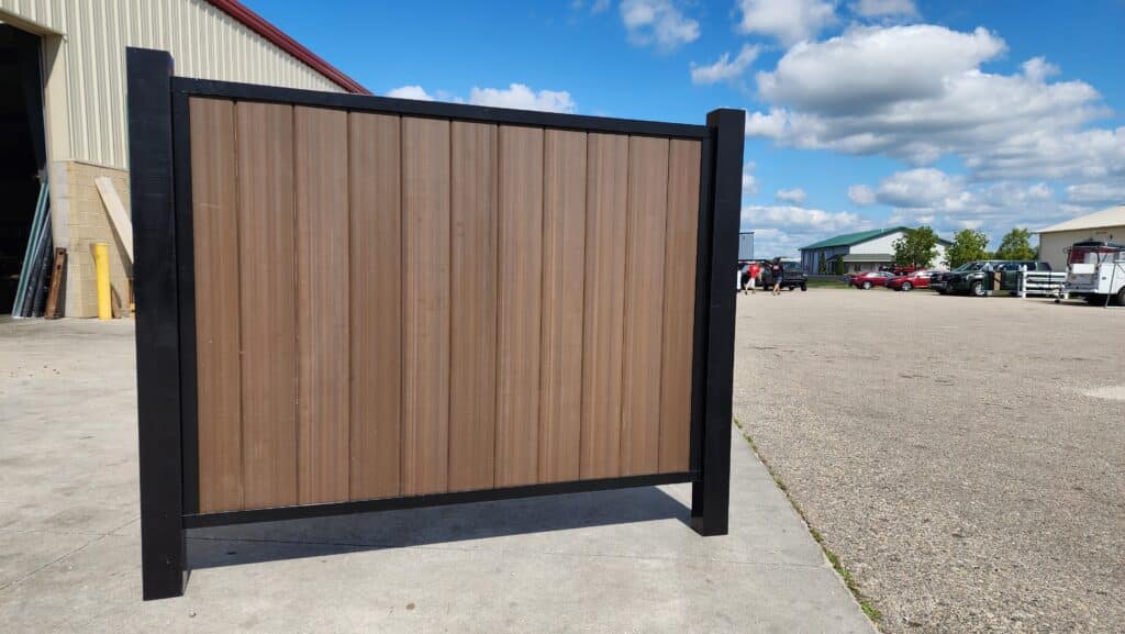 Modern Aluminum Fence Supplies - sample panel with chestnut brown inlay
